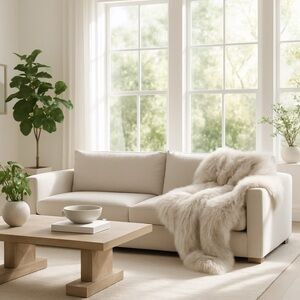 Restoration Hardware Ultimate Faux Fur Grey Throw Blanket
